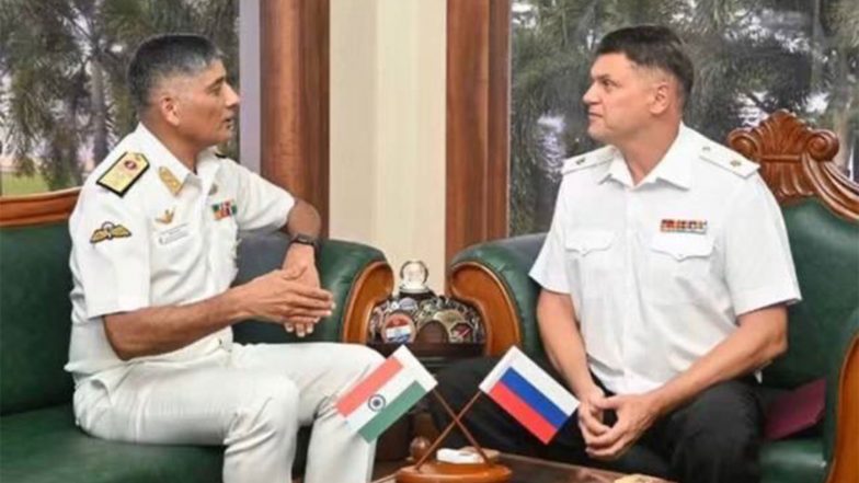 World News | Russian Rear Admiral Evgeny Myasoyedov Calls on Indian Navy's Rear Admiral Prakash Gopalan in Kochi