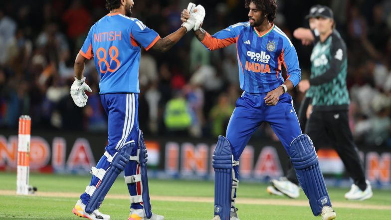 Sports News | NZ Vs IND, 2nd T20I: Tilak-Nitish Steer India to Four-wicket Win After Middle-overs Woes in Last over Thriller