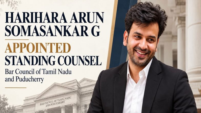 Business News | Harihara Arun Somasankar G Appointed Standing Counsel of the Bar Council of Tamil Nadu and Puducherry