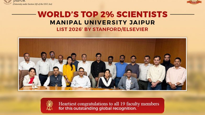 Business News | 19 Manipal University Jaipur Researchers Feature in Stanford–Elsevier Top 2% Scientists List; Number of MUJ Researchers Doubles Compared to Previous Year