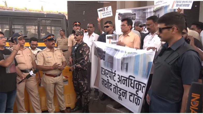 India News | BJP Leader Kirit Somaiya Holds Jail Bharo Satyagraha over Alleged Unauthorised Mosque Near Mumbai Airport