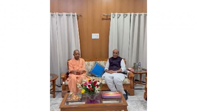 India News | Defence Minister Rajnath Singh Meets Yogi Adityanath Ahead of PM Modi's Varanasi Tour