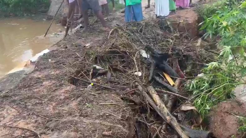 India News | Temporary Bridge Washed Away in Flash Floods in Tamil Nadu's Krishnagiri; over 100 Families Affected