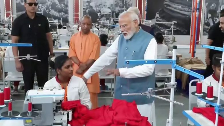 India News | PM Modi Inaugurates Rs 150-crore Arvind Textile Plant in Varanasi, over 300 Women Recruited for Training