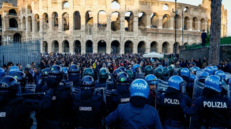 World News | Protesters Enter Rome's Colosseum During Nationwide Demonstrations in Italy