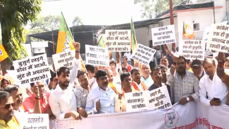 India News | Bihar BJP Holds Protest March over Kharge’s Alleged Objectionable Remarks About PM Modi’s Family