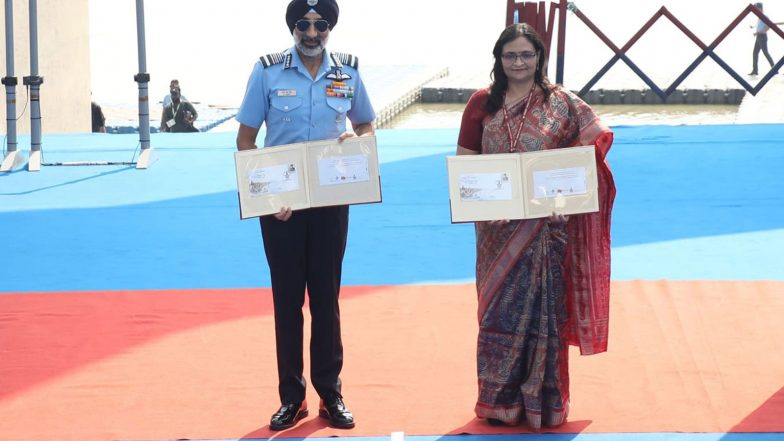 India News | IAF Releases Special Cover During Aerial Display at Varanasi’s Namo Ghat