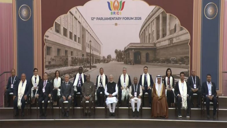World News | PM Modi Arrives at Inauguration of 12th BRICS Parliamentary Forum; Welcomes Foreign Delegations