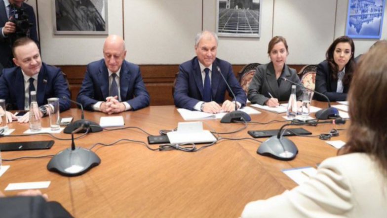 World News | Russian Duma Chairman Volodin Holds Bilateral Talks with Uganda, Cuba, Thailand Counterparts at BRICS Parliamentary Forum