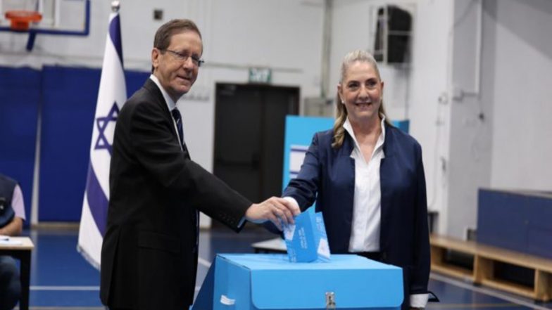 World News | Israel President Herzog and His Wife Cast Their Votes, Call for Large Turnout
