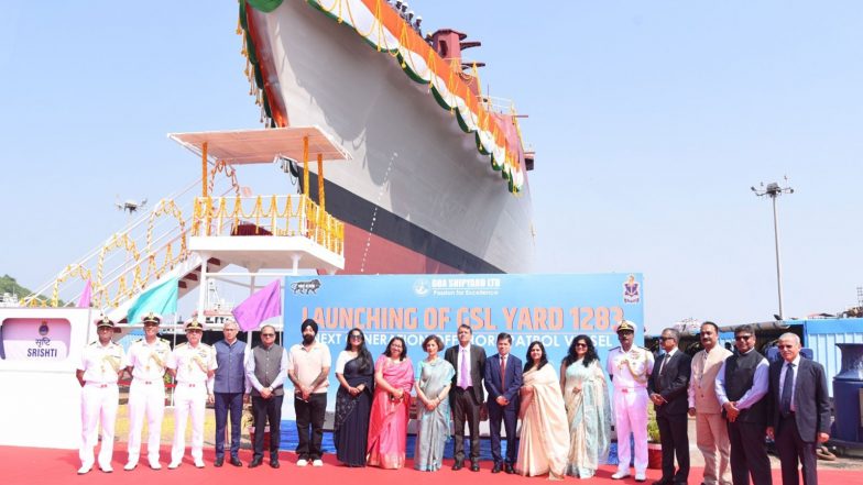 India News | Goa Shipyard Launches Next Generation Offshore Patrol Vessel INS Srishti
