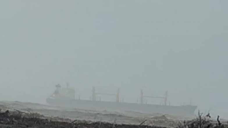 India News | Andhra Pradesh: Sulphur Cargo Vessel Runs Aground Near Antarvedi Amid Cyclone Arnab
