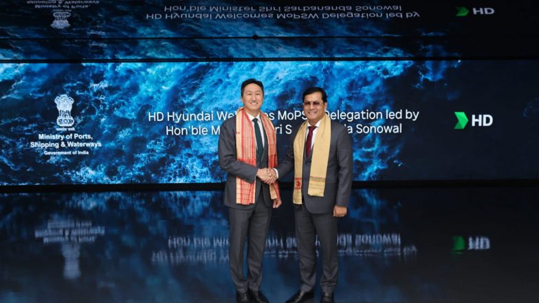 India News | India's Thoothukudi Mega Shipyard Picks Up Pace as Union Minister Sarbananda Sonowal Meets HD Hyundai Chairman Chung Ki-sun in Seoul