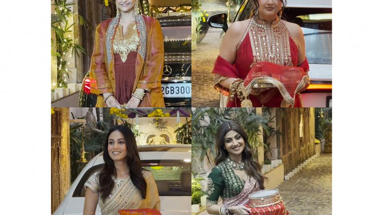 Entertainment News | Sonam Kapoor, Shilpa Shetty, Anshula Kapoor, Mira Rajput and Others Arrive at Anil Kapoor's Residence for Karwa Chauth
