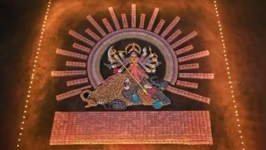 Adani Cement Unveils 15,000-Bag Aerial Tribute to Maa Durga for Navratri 2026 (Video)