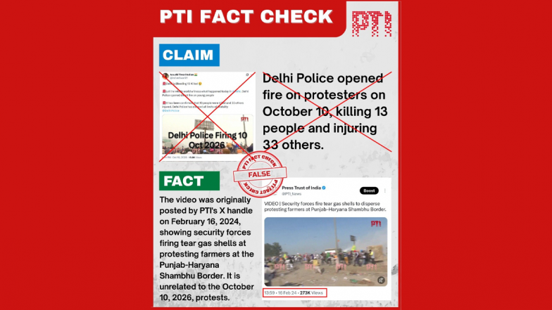 Did Delhi Police Fire on Anti-CEC Protesters on October 10, 2026, Killing 13? Fact Check Finds Video Is Misleading, Claim Fake