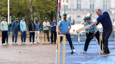 Prince William Plays Tennis-Ball Cricket With Sourav Ganguly, Brian Lara and Joe Root Near Buckingham Palace