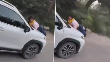 Meerut: Woman Clings to Car Bonnet After Allegedly Catching Husband With Another Woman